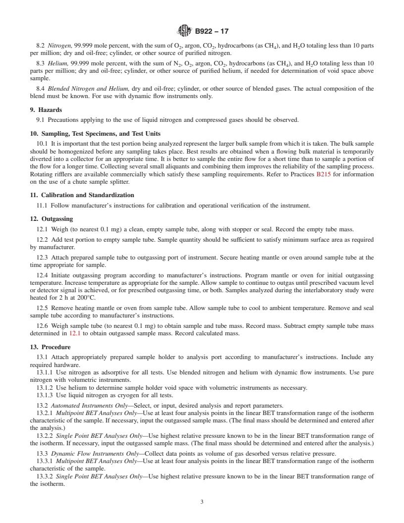 REDLINE ASTM B922-17 - Standard Test Method for  Metal Powder Specific Surface Area by Physical Adsorption