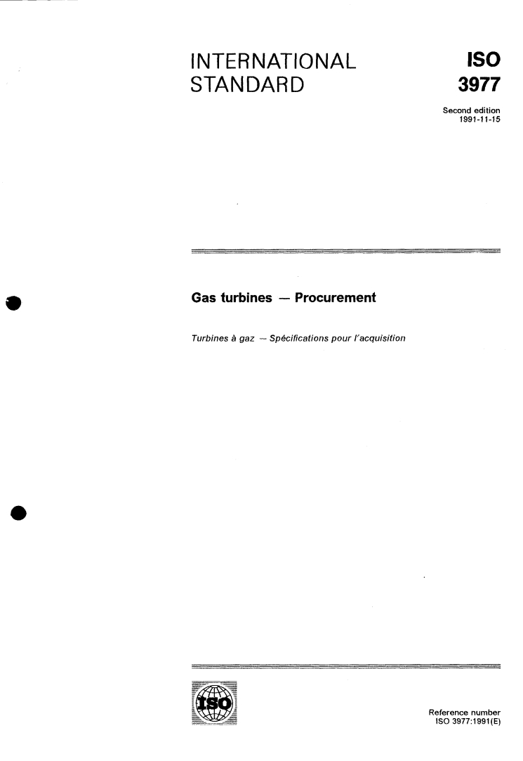 ISO 3977:1991 - Gas turbines — Procurement
Released:11/21/1991