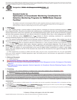 ASTM D7045-17 REDLINE ASTM D7045-17 - Standard Guide for Optimization of Groundwater Monitoring Constituents for Detection Monitoring Programs for Waste Disposal Facilities - Page 1 preview
