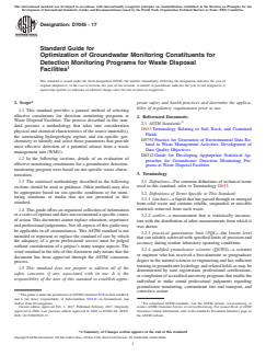 ASTM D7045-17 ASTM D7045-17 - Standard Guide for Optimization of Groundwater Monitoring Constituents for Detection Monitoring Programs for Waste Disposal Facilities - Page 1 preview