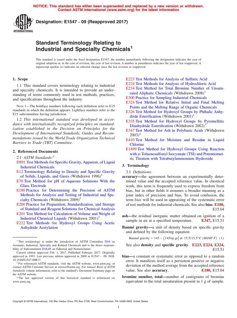 ASTM E1547-09(2017) - Standard Terminology Relating to Industrial and Specialty Chemicals