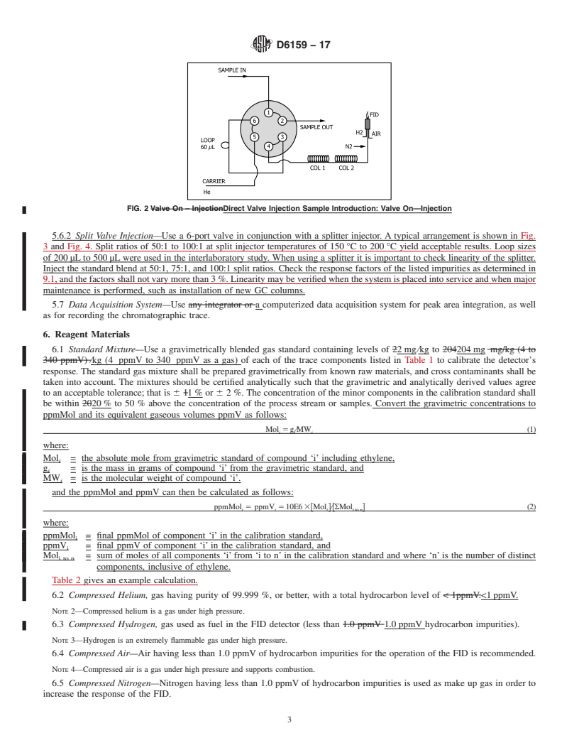 REDLINE ASTM D6159-17 - Standard Test Method for  Determination of Hydrocarbon Impurities in Ethylene by Gas  Chromatography