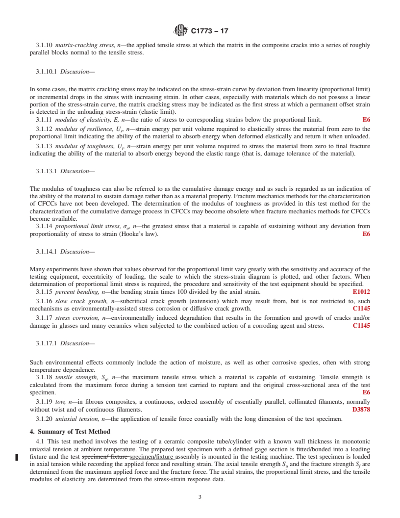 REDLINE ASTM C1773-17 - Standard Test Method for Monotonic Axial Tensile Behavior of Continuous Fiber-Reinforced  Advanced Ceramic Tubular Test Specimens at Ambient Temperature