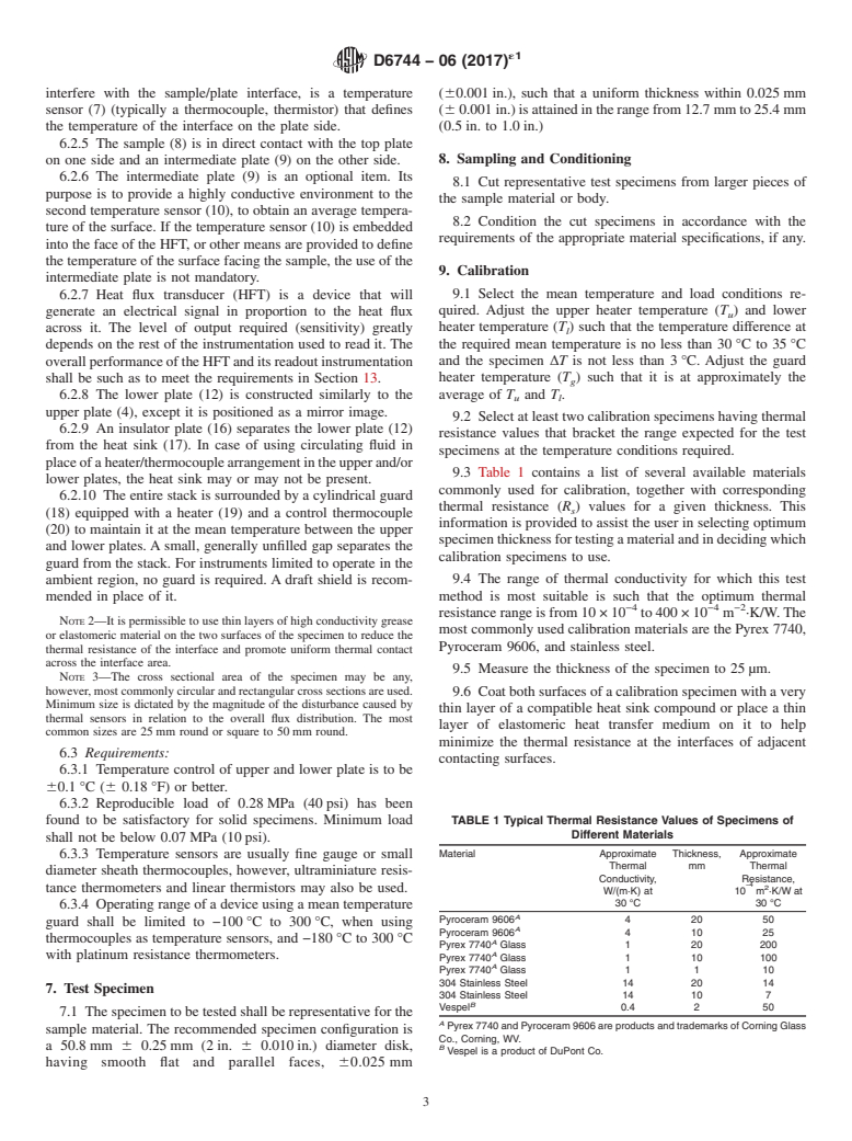 ASTM D6744-06(2017)e1 - Standard Test Method for  Determination of the Thermal Conductivity of Anode Carbons   by the Guarded Heat Flow Meter Technique