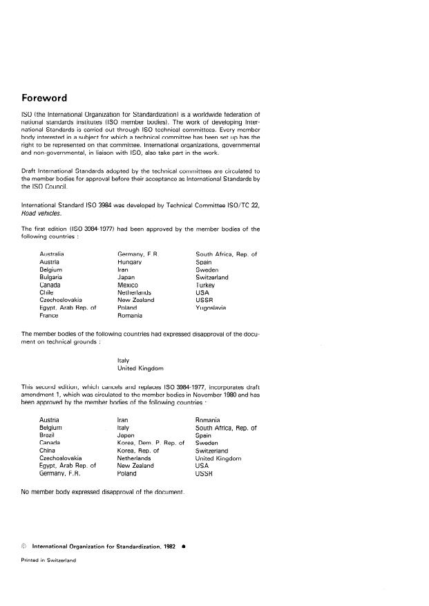 ISO 3984:1982 ISO 3984:1982 - Road vehicles -- Passenger cars -- Moving barrier rear collision test method - Page 2 preview