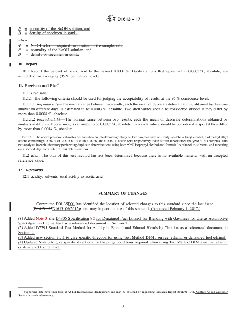 REDLINE ASTM D1613-17 - Standard Test Method for Acidity in Volatile Solvents and Chemical Intermediates Used   in Paint,     Varnish, Lacquer, and Related Products