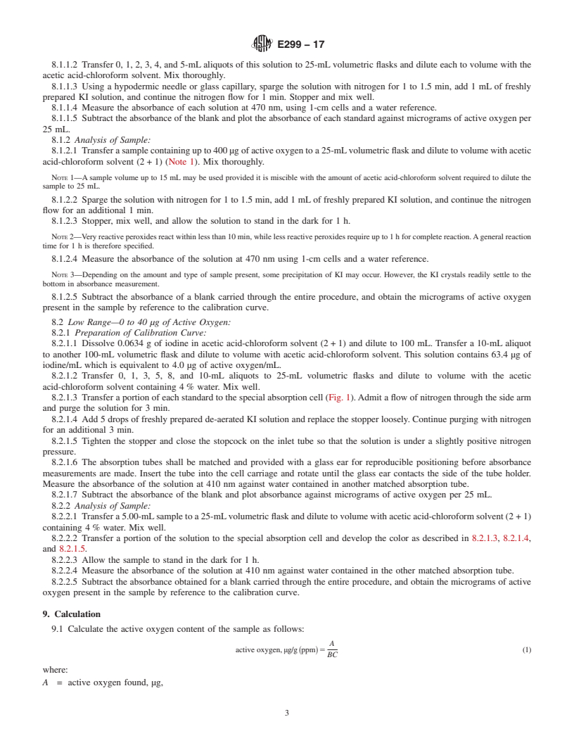 REDLINE ASTM E299-17 - Standard Test Method for Trace Amounts of Peroxides In Organic Solvents