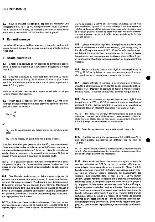ISO 3987:1980 ISO 3987:1980 - Produits pétroliers -- Huiles lubrifiantes et additifs -- Détermination des cendres sulfatées - Page 4 preview
