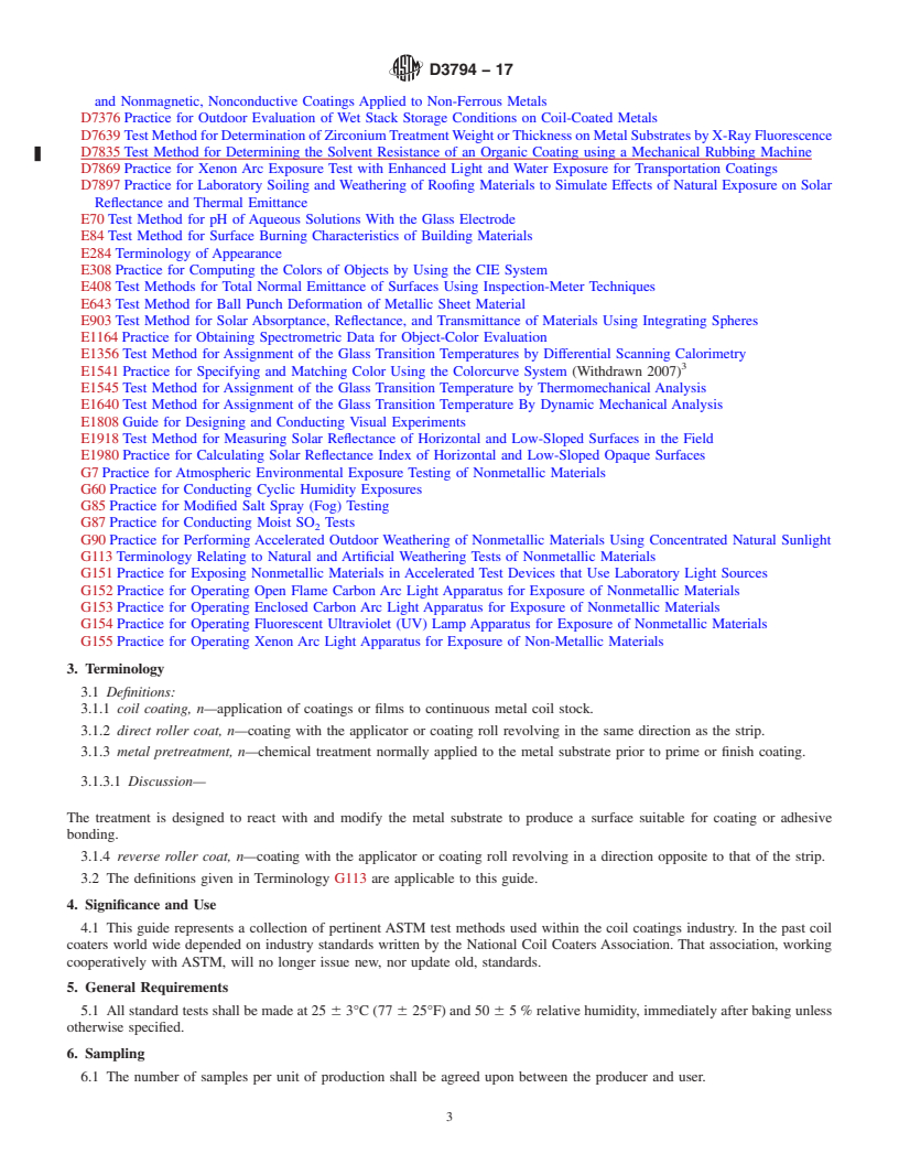 REDLINE ASTM D3794-17 - Standard Guide for Testing Coil Coatings