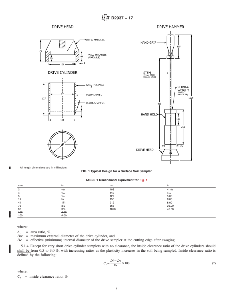 REDLINE ASTM D2937-17 - Standard Test Method for Density of Soil in Place by the Drive-Cylinder Method
