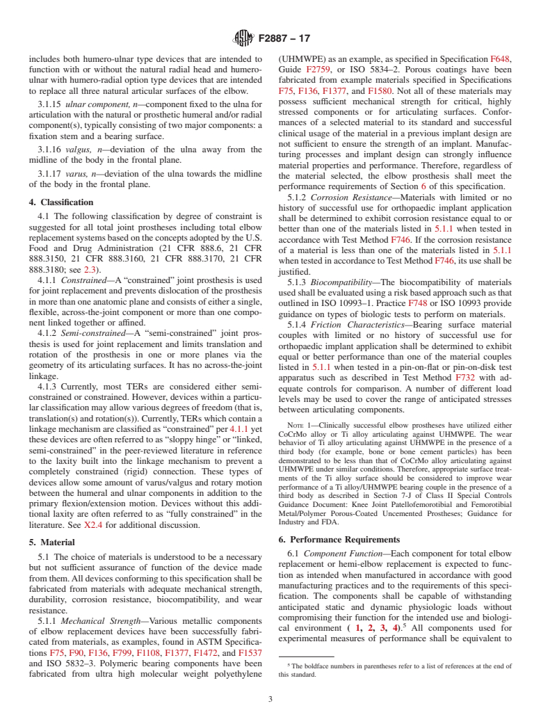 ASTM F2887-17 - Standard Specification for Total Elbow Prostheses