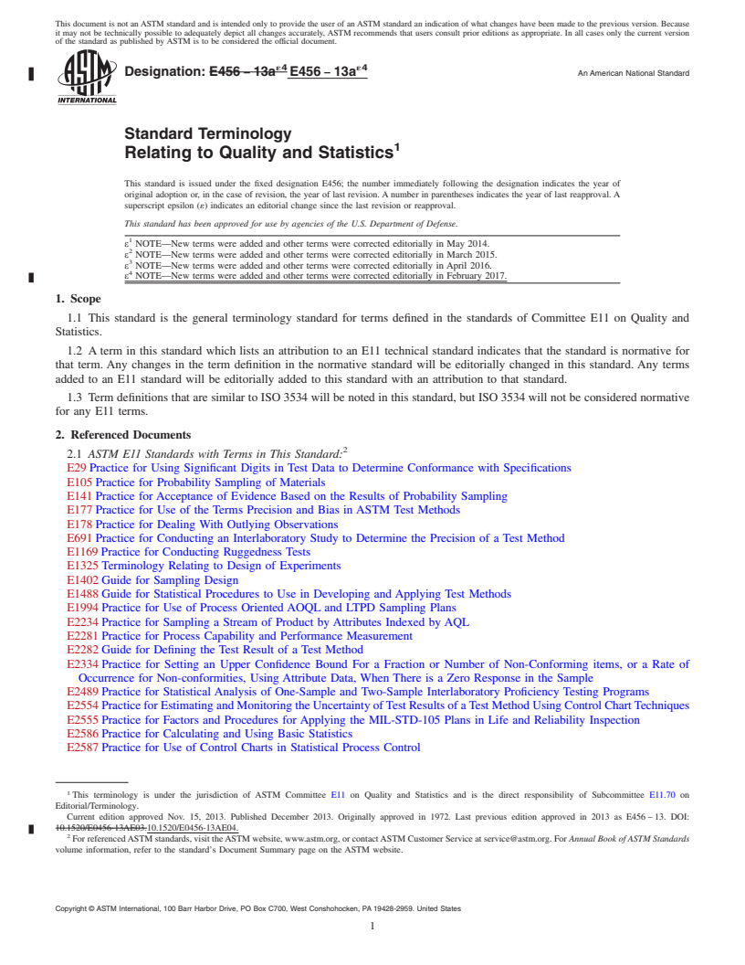 REDLINE ASTM E456-13ae4 - Standard Terminology  Relating to Quality and Statistics