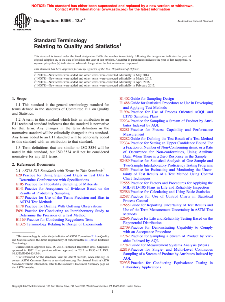 ASTM E456-13ae4 - Standard Terminology  Relating to Quality and Statistics