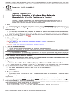 REDLINE ASTM D3345-17 - Standard Test Method for  Laboratory Evaluation of Solid Wood for Resistance to Termites