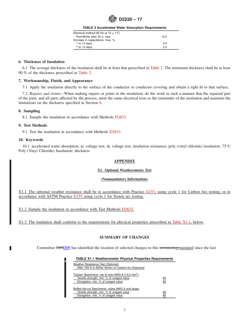 REDLINE ASTM D2220-17 - Standard Specification for  Poly(Vinyl Chloride) Insulation for Wire and Cable, 75&#xb0;C   Operation