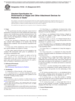 ASTM F2155-01(2017) ASTM F2155-01(2017) - Standard Specification for Performance of Hasps and Other Attachment Devices for Padlocks or Seals - Page 1 preview