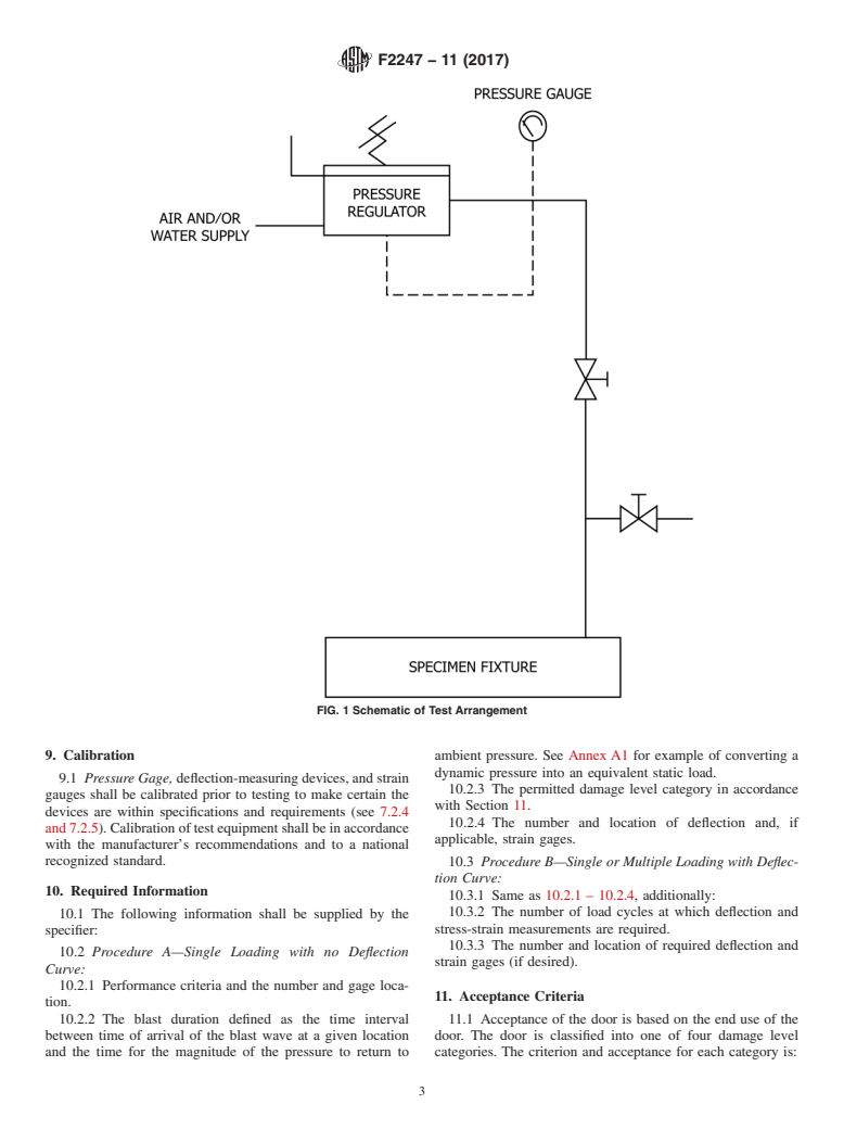 ASTM F2247-11(2017) - Standard Test Method for  Metal Doors Used in Blast Resistant Applications (Equivalent  Static Load Method)