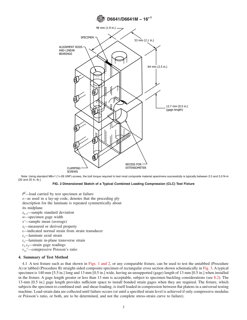 REDLINE ASTM D6641/D6641M-16e1 - Standard Test Method for  Compressive Properties of Polymer Matrix Composite Materials  Using a Combined Loading Compression (CLC) Test Fixture