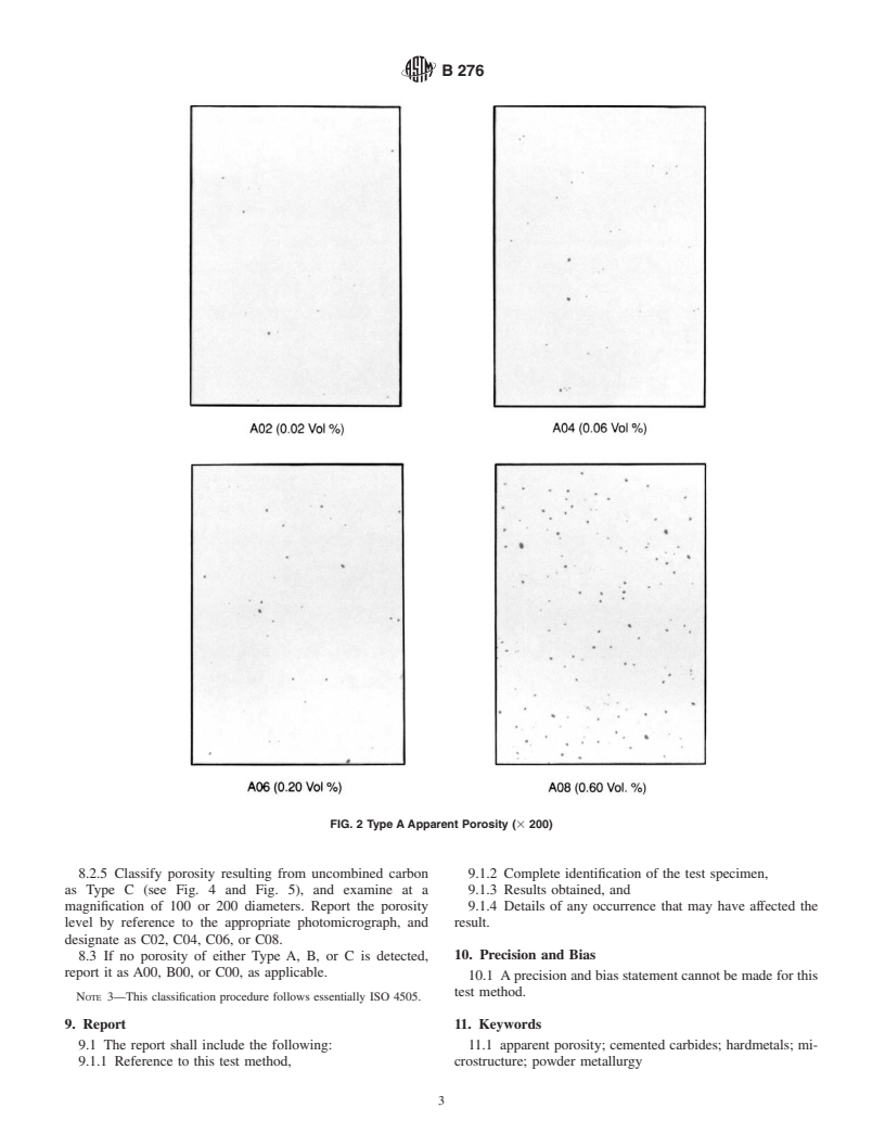 ASTM B276-91(2000) - Standard Test Method for Apparent Porosity in Cemented Carbides