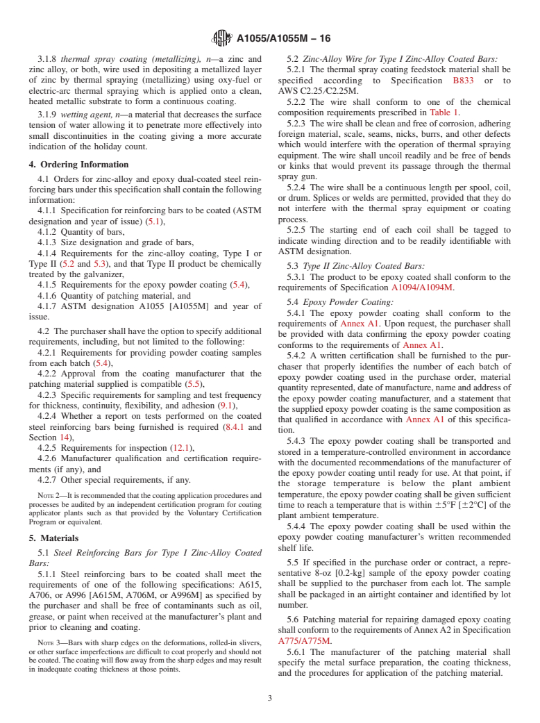 ASTM A1055/A1055M-16 - Standard Specification for  Zinc and Epoxy Dual-Coated Steel Reinforcing Bars