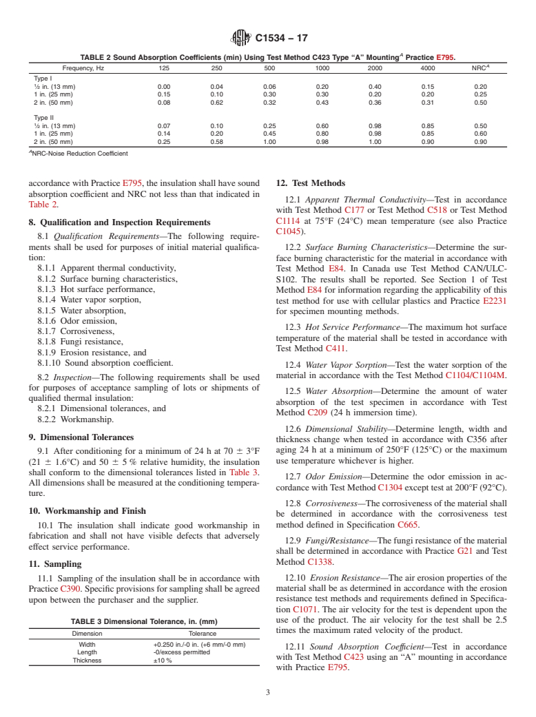 ASTM C1534-17 - Standard Specification for  Flexible Polymeric Foam Sheet Insulation Used as a Thermal  and Sound Absorbing Liner for Duct Systems