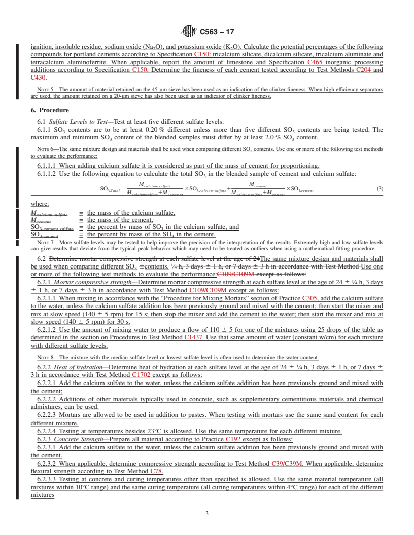 REDLINE ASTM C563-17 - Standard Guide for  Approximation of Optimum SO<inf>3</inf> in Hydraulic Cement