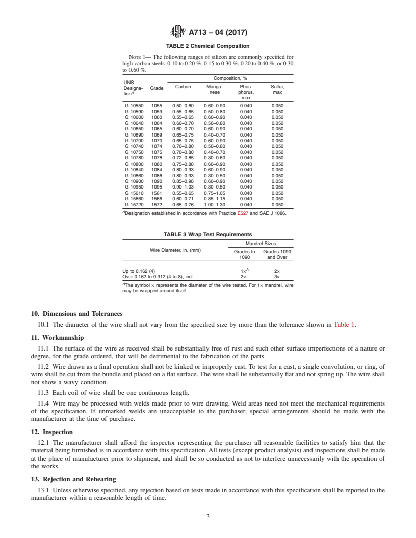 REDLINE ASTM A713-04(2017) - Standard Specification for  Steel Wire, High-Carbon Spring, for Heat-Treated Components