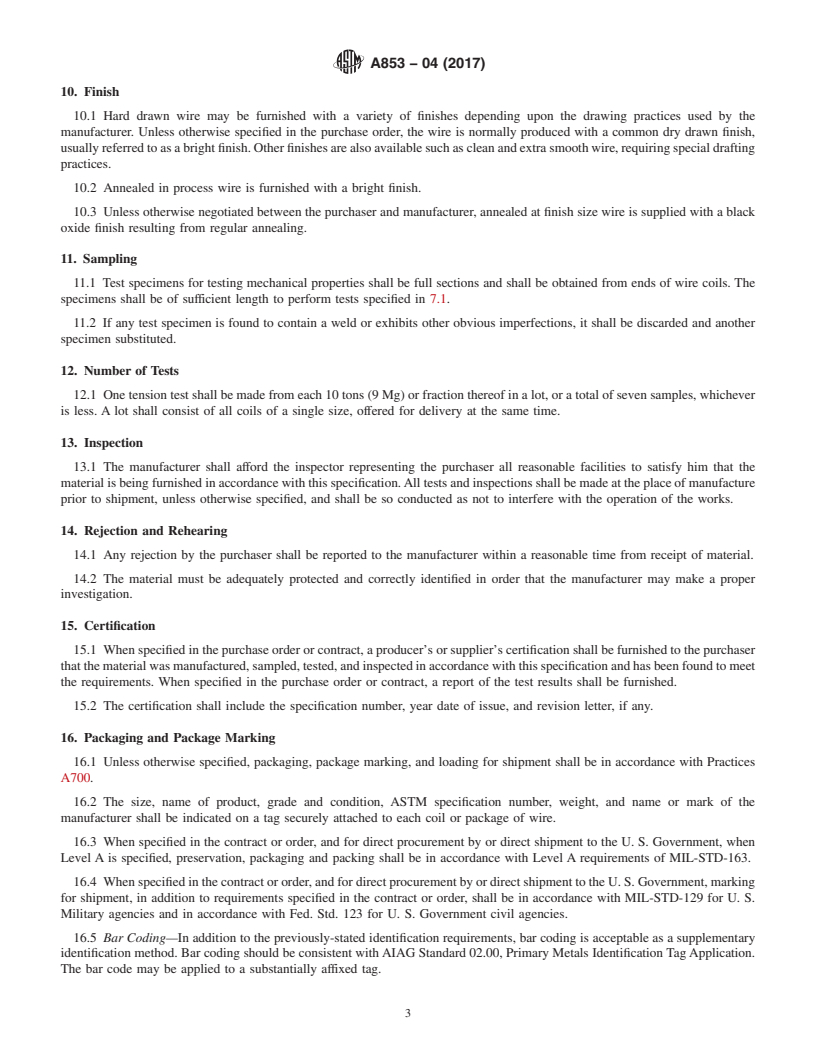 REDLINE ASTM A853-04(2017) - Standard Specification for  Steel Wire, Carbon, for General Use