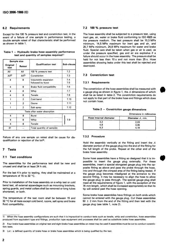 ISO 3996:1986 ISO 3996:1986 - Road vehicles -- Brake hose assemblies for hydraulic braking systems used with a non-petroleum-base hydraulic fluid - Page 4 preview