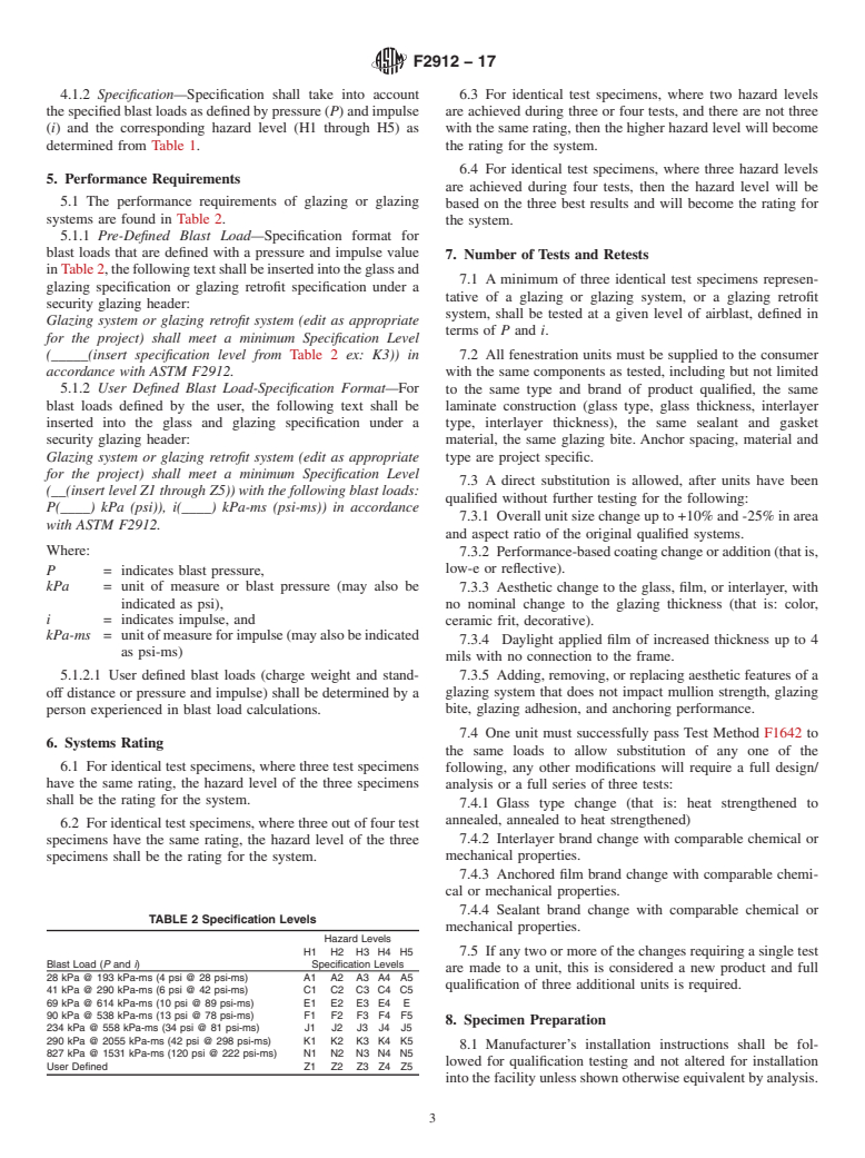 ASTM F2912-17 - Standard Specification for  Glazing and Glazing Systems Subject to Airblast Loadings