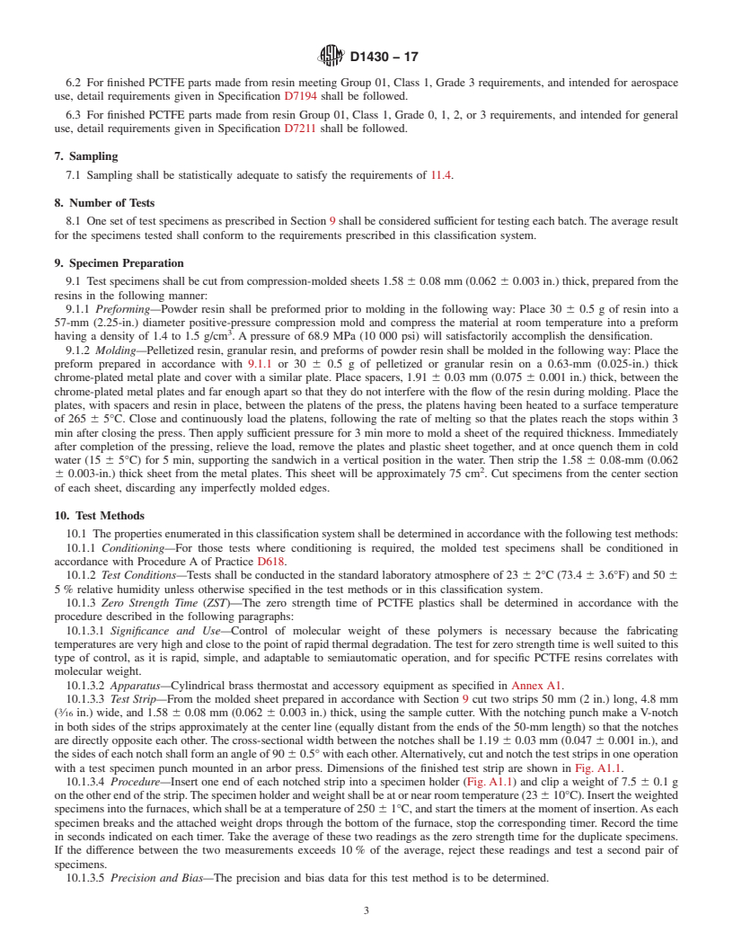 REDLINE ASTM D1430-17 - Standard Classification System for Polychlorotrifluoroethylene (PCTFE) Plastics