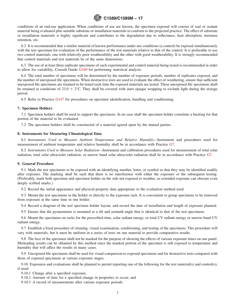 REDLINE ASTM C1589/C1589M-17 - Standard Practice for Outdoor Weathering of Construction Seals and Sealants