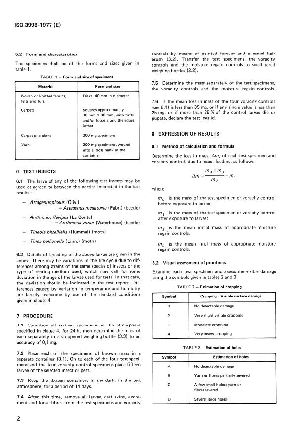 ISO 3998:1977 ISO 3998:1977 - Textiles -- Determination of resistance to certain insect pests - Page 4 preview