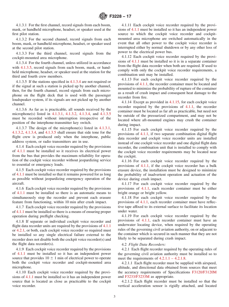 ASTM F3228-17 - Standard Specification for Flight Data and Voice Recording in Small Aircraft