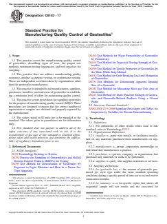 ASTM D8102-17 ASTM D8102-17 - Standard Practice for Manufacturing Quality Control of Geotextiles - Page 1 preview