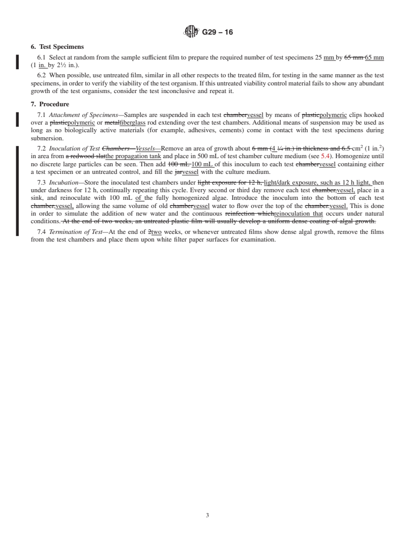 REDLINE ASTM G29-16 - Standard Practice for  Determining Algal Resistance of Polymeric Films