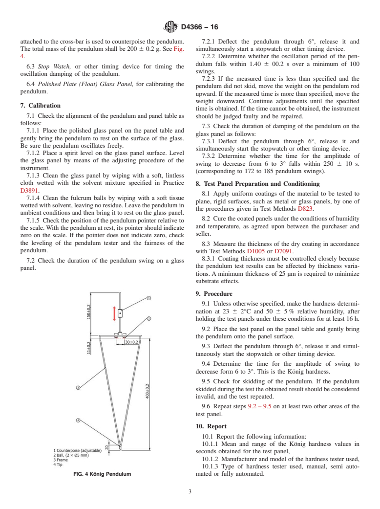 ASTM D4366-16 - Standard Test Methods for Hardness of Organic Coatings by Pendulum Damping Tests