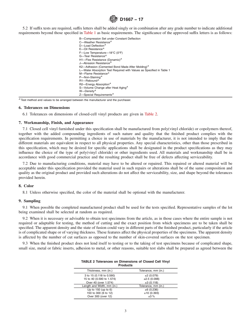 REDLINE ASTM D1667-17 - Standard Specification for  Flexible Cellular Materials&#x2014;Poly (Vinyl Chloride) Foam  (Closed-Cell)