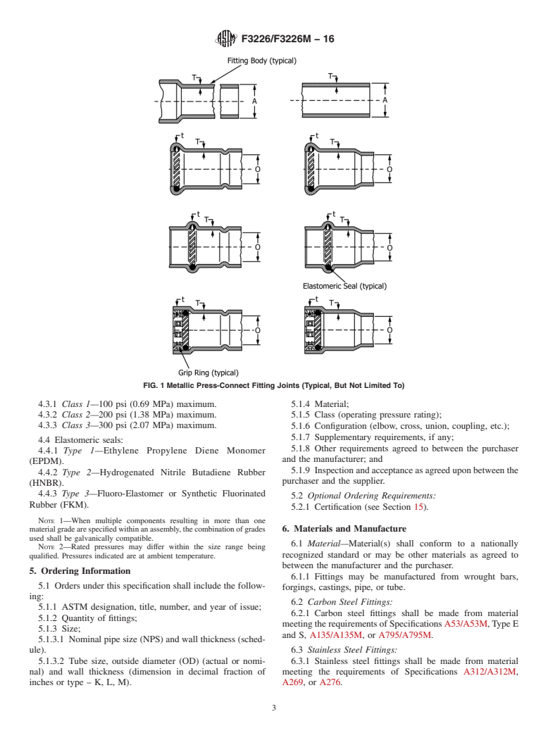 ASTM F3226/F3226M-16 - Standard Specification for Metallic Press-Connect Fittings for Piping and Tubing Systems