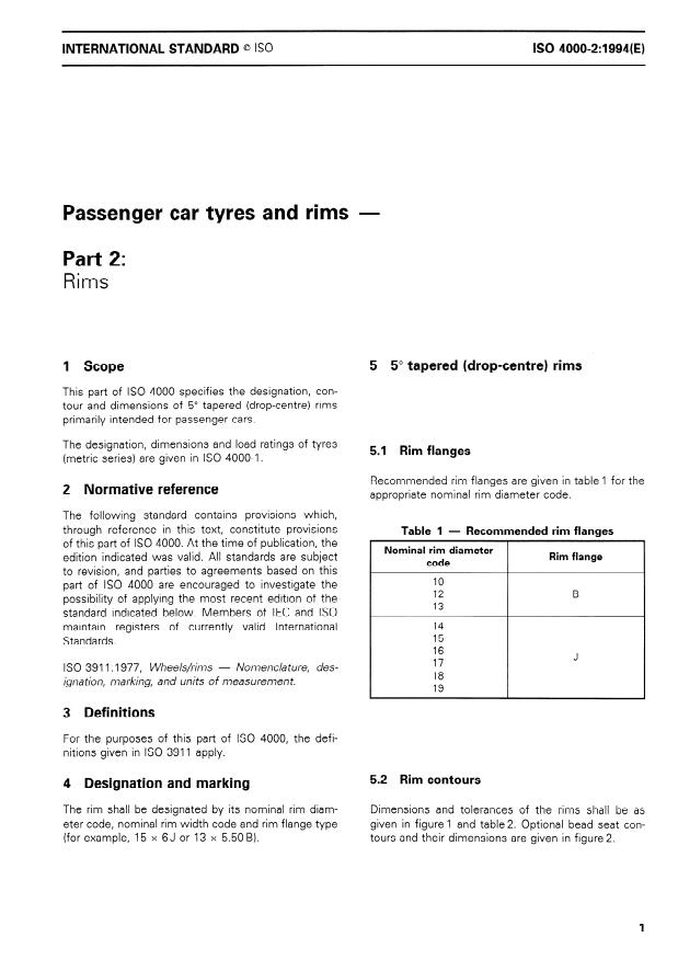 ISO 4000-2:1994 - Passenger car tyres and rims