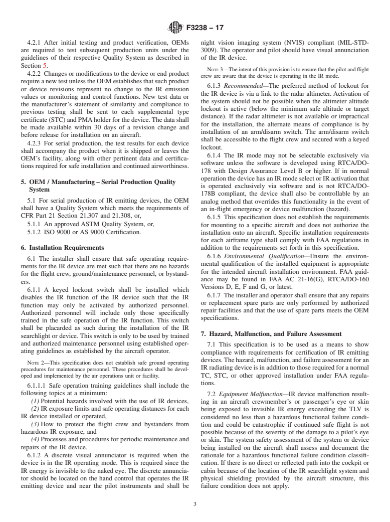 ASTM F3238-17 - Standard Specification for Design and Installation of an Infrared (IR) Searchlight System  (USA)