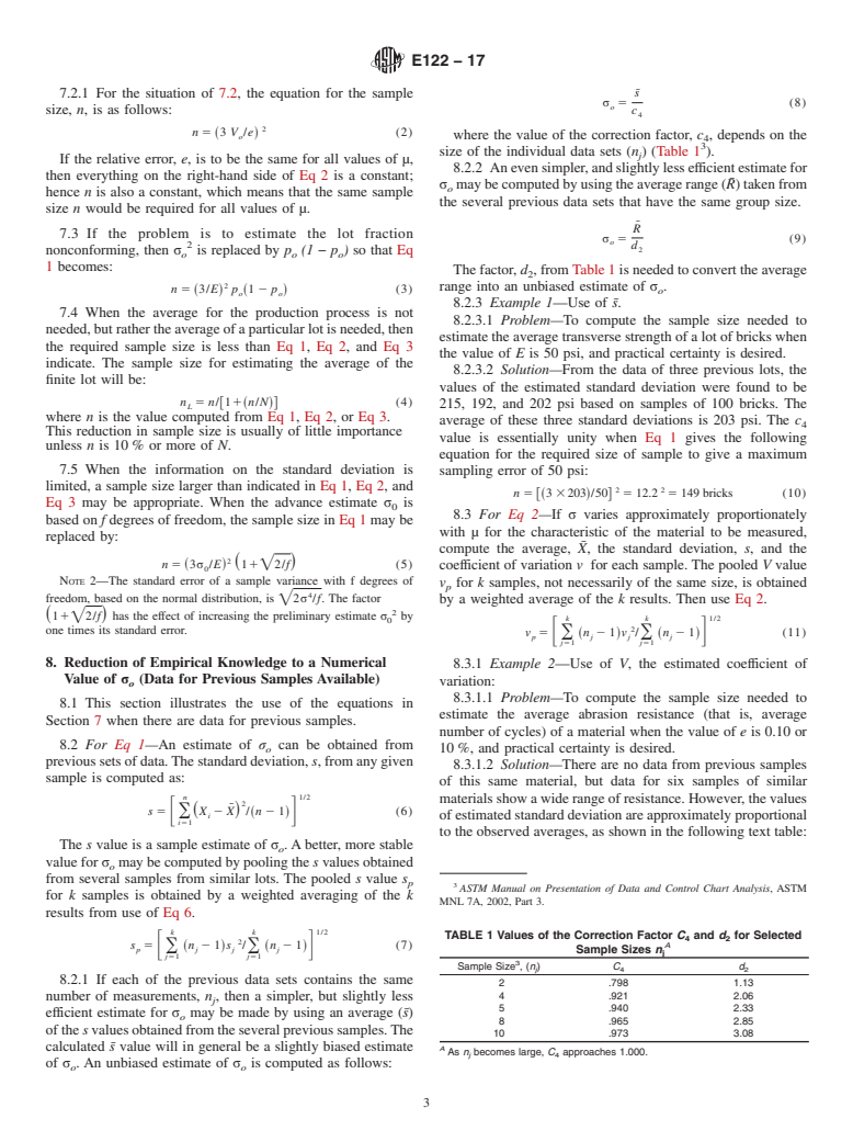 ASTM E122-17 - Standard Practice for  Calculating Sample Size to Estimate, With Specified Precision,  the Average for a Characteristic of a Lot or Process