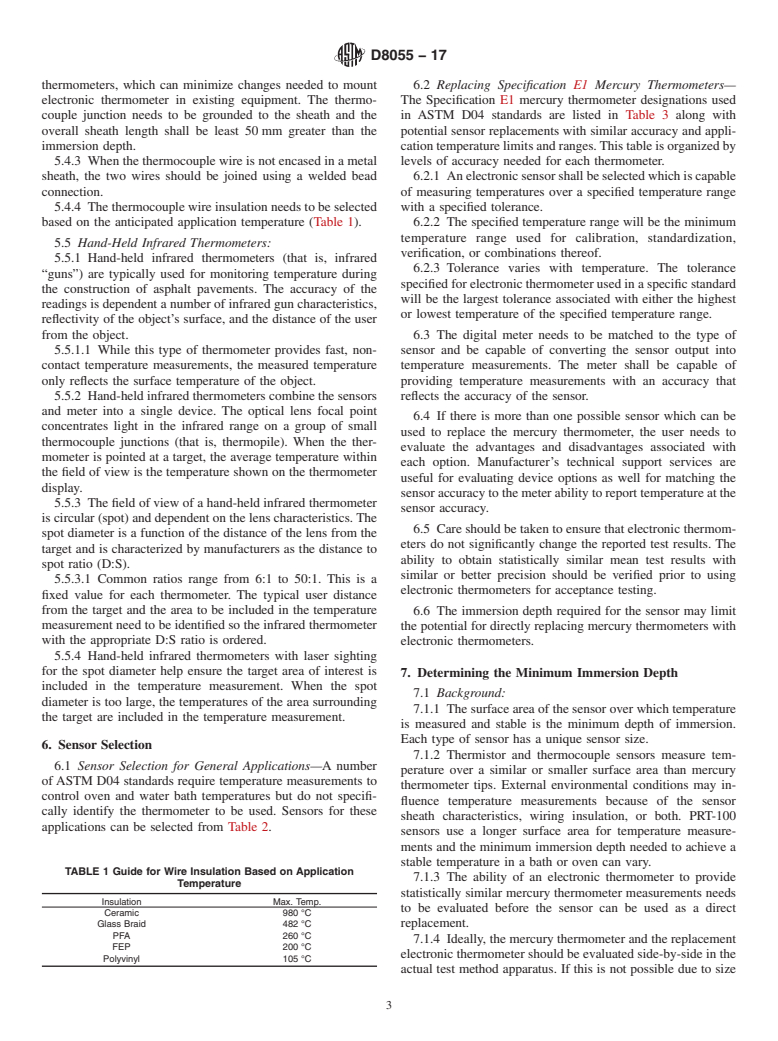 ASTM D8055-17 - Standard Guide for Selecting an Appropriate Electronic Thermometer for Replacing  Mercury Thermometers in D04 Road and Paving Standards