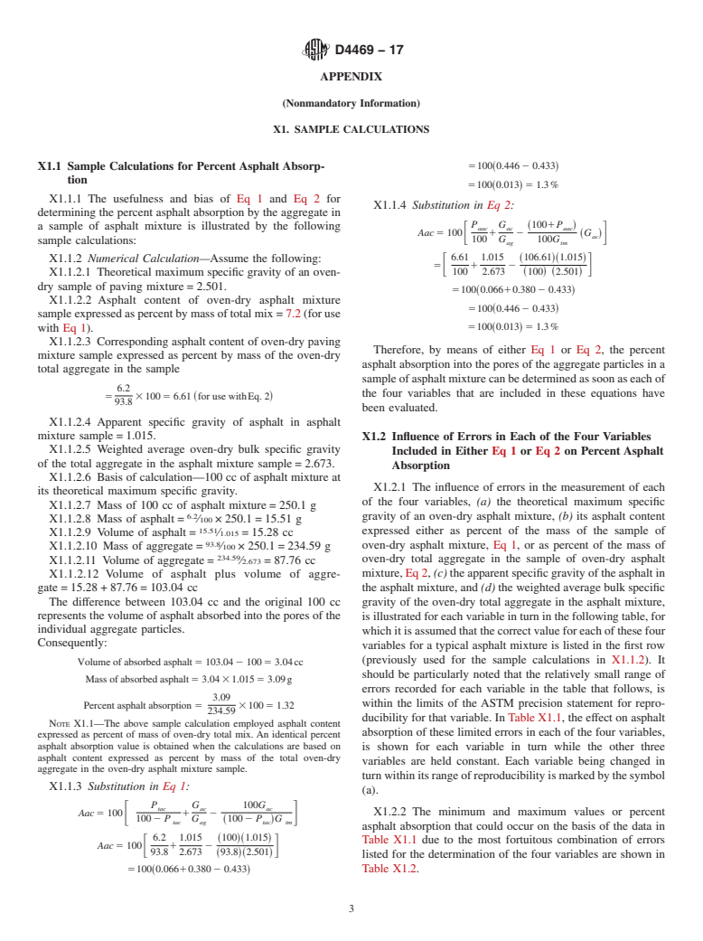 ASTM D4469-17 - Standard Practice for  Calculating Percent Asphalt Absorption by the Aggregate in  Asphalt Mixtures