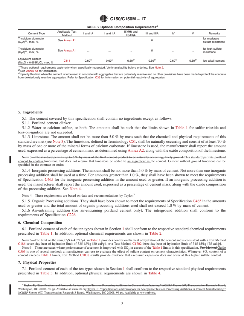 REDLINE ASTM C150/C150M-17 - Standard Specification for  Portland Cement