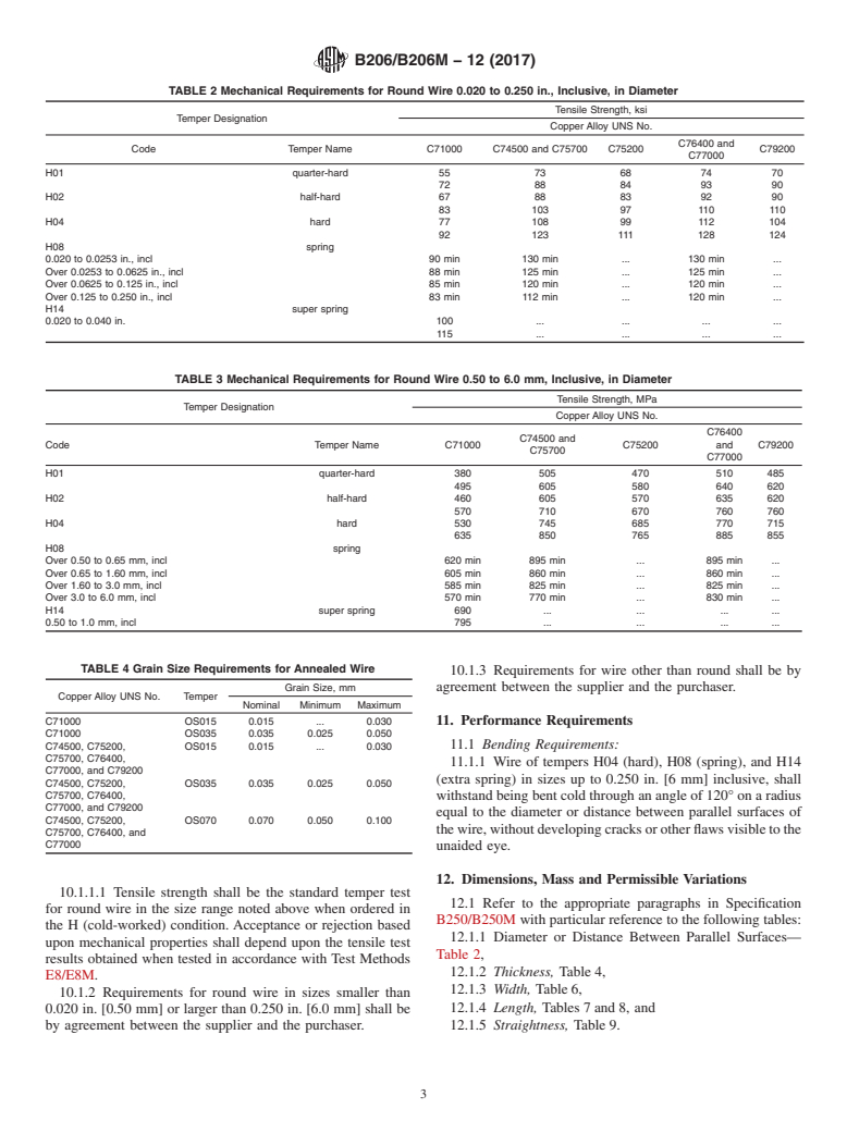 ASTM B206/B206M-12(2017) - Standard Specification for Copper-Nickel-Zinc (Nickel Silver) Wire and Copper-Nickel Alloy  Wire