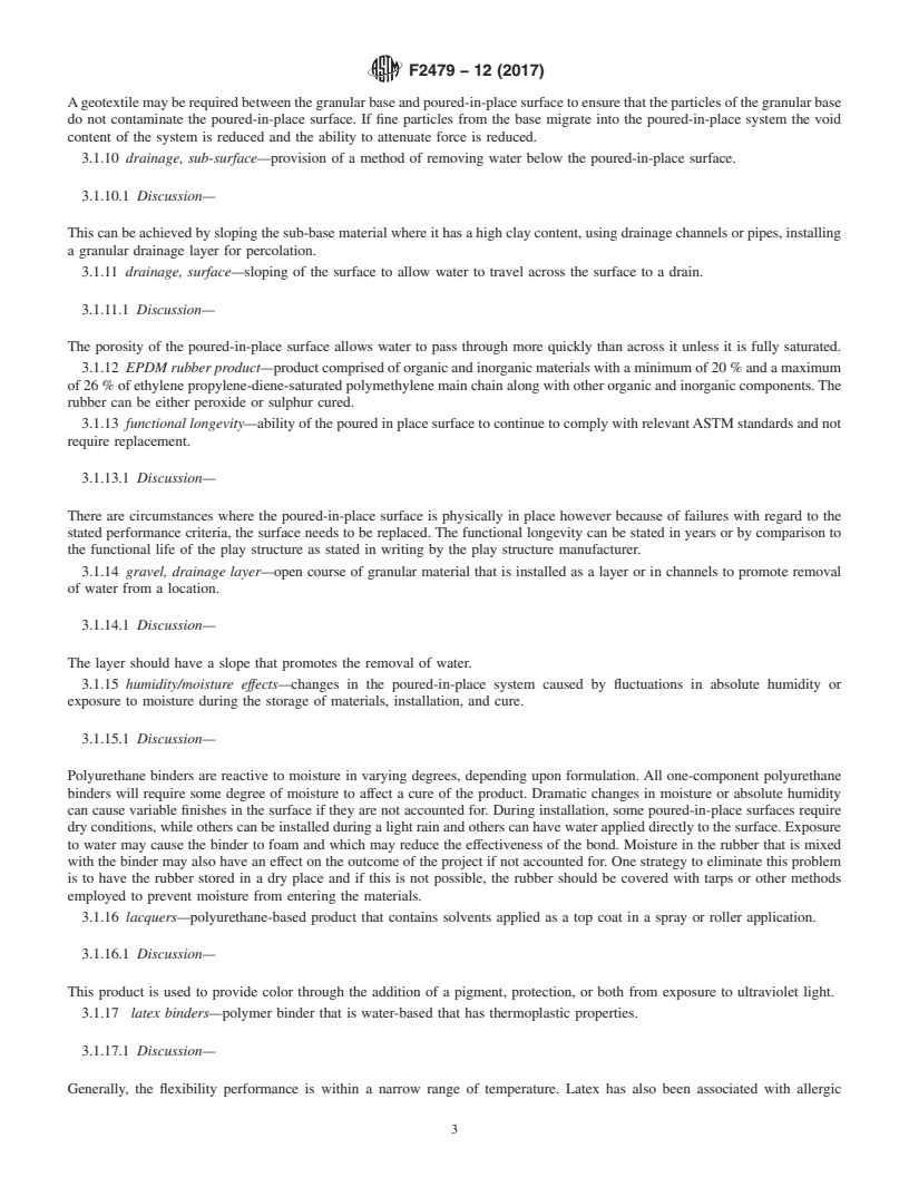 REDLINE ASTM F2479-12(2017) - Standard Guide for  Specification, Purchase, Installation and Maintenance of Poured-In-Place  Playground Surfacing