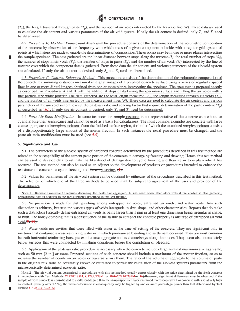 REDLINE ASTM C457/C457M-16 - Standard Test Method for  Microscopical Determination of Parameters of the Air-Void System  in Hardened Concrete