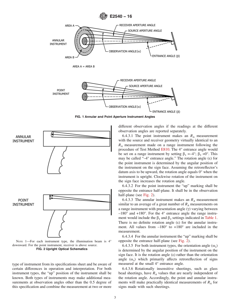 ASTM E2540-16 - Standard Test Method for Measurement of Retroreflective Signs Using a Portable Retroreflectometer        at a 0.5 Degree Observation Angle