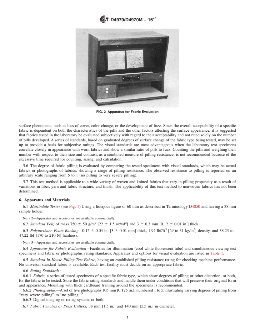 REDLINE ASTM D4970/D4970M-16e1 - Standard Test Method for  Pilling Resistance and Other Related Surface Changes of Textile  Fabrics: Martindale Tester